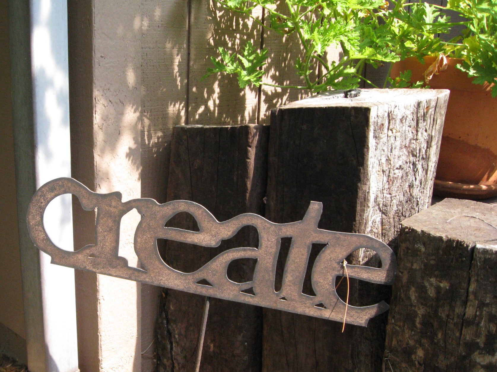 a sign that says create